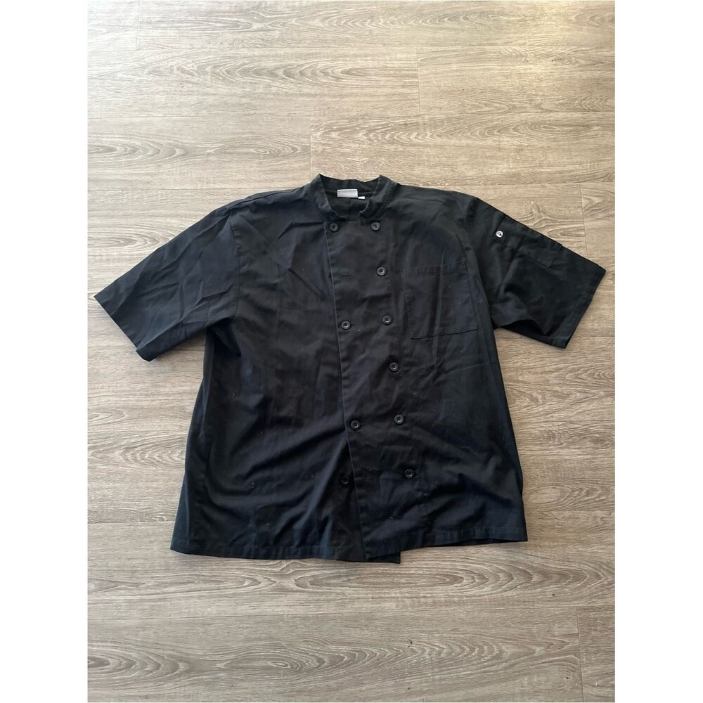 Chef Works Chef Coat Mens 2XL Black Short Sleeve Double Breasted Uniform Shirt